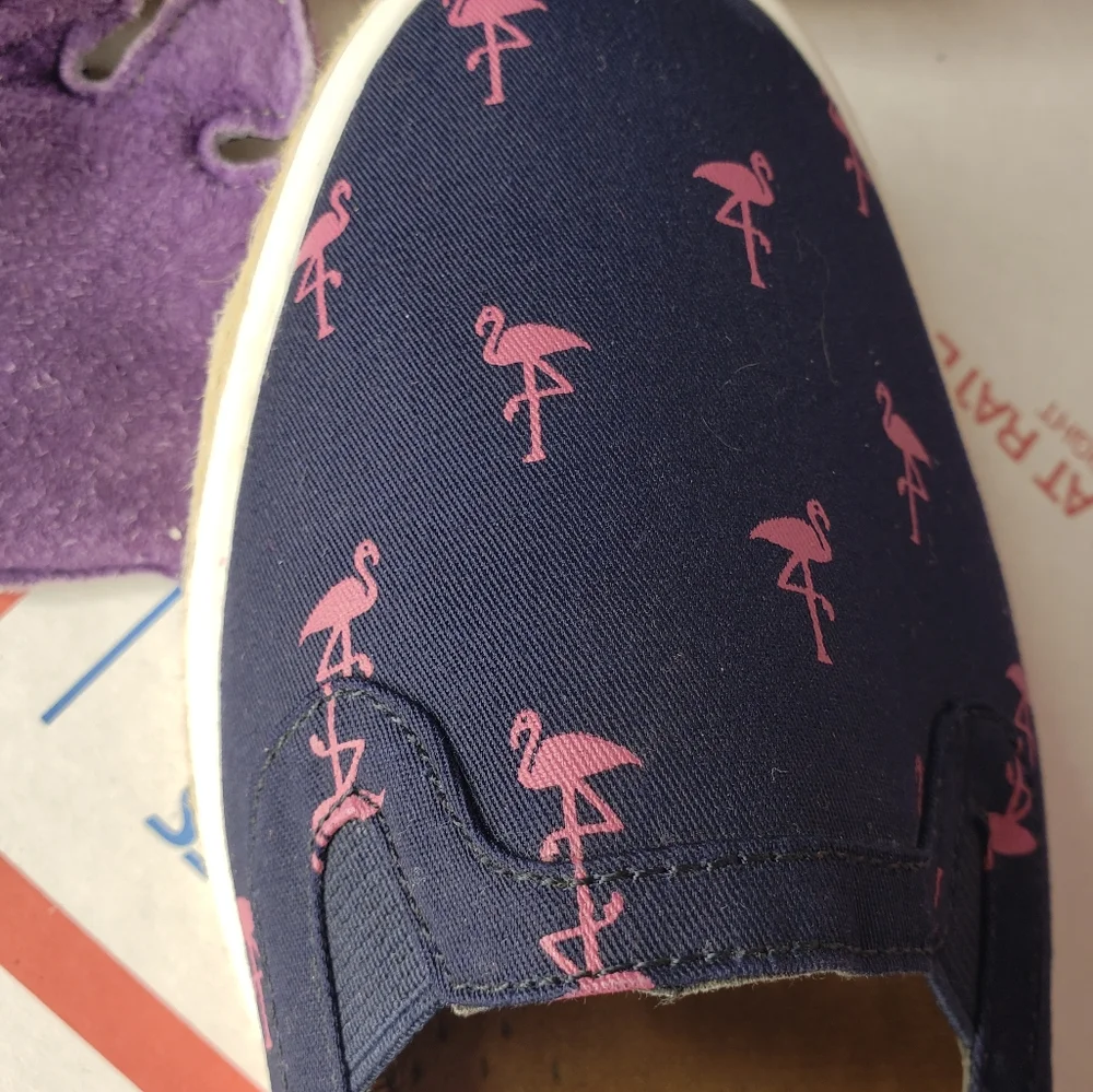 Aerosoles Flamingo Print Preppy Summer Sneaker Loafer Espadrille Vacation Flats